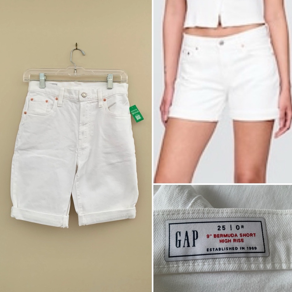 Gap white denim 9” Bermuda shorts, high rise 25 regular
